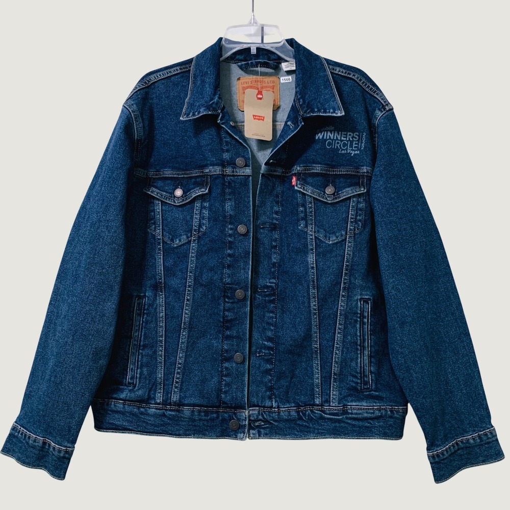 NWT Levi's Trucker Denim Jacket Men L Blue Dark Wash T-Mobile Winners Circle NEW